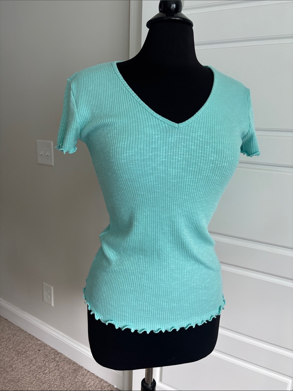 NWT Mint Ribbed V-Neck Women's Fitted Top